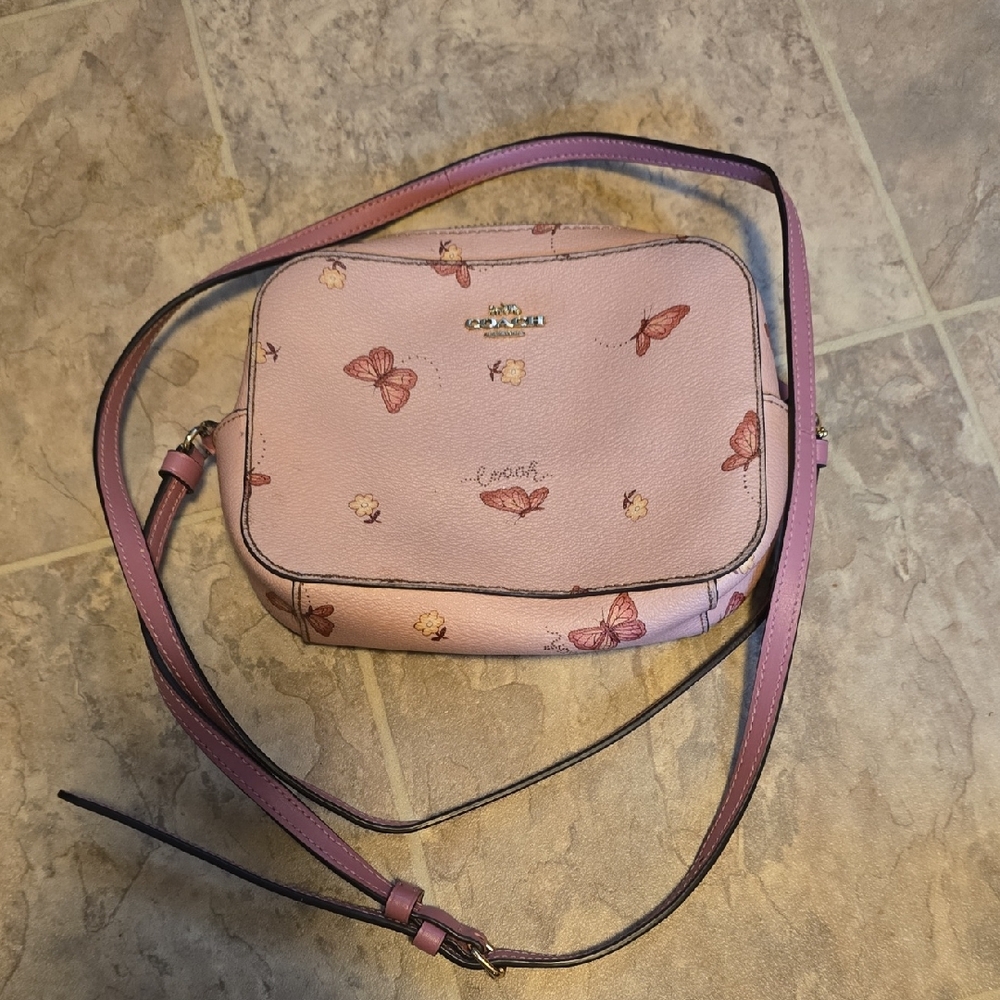 Coach Pink Crossbody Bag with Butterfly Design